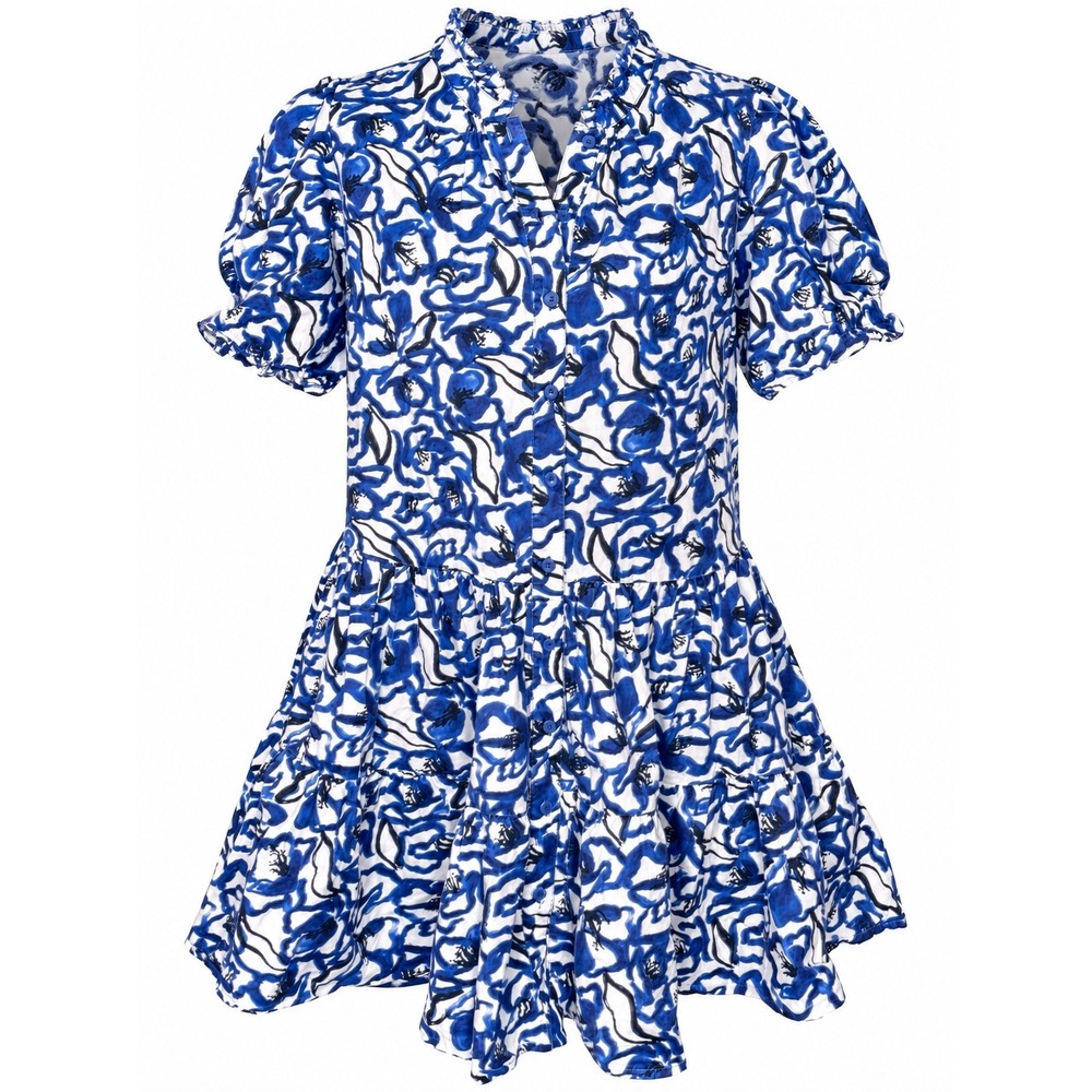 Apiece Apart Dress S Blue White Sweet Blue Mini Mitte Cottagecore Floral Cotton